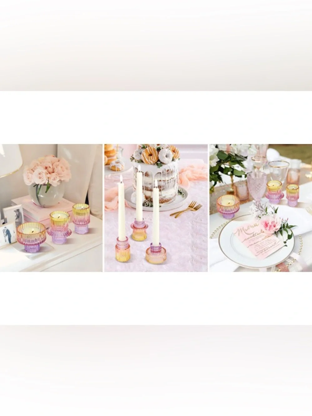 6pc Sunset Glass Candle Holders Set